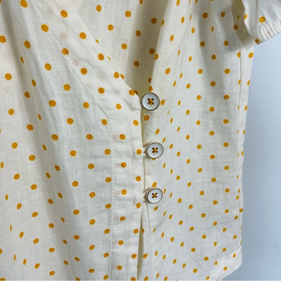 Anthropologie Maeve Louise Wrapped Blouse Size 0 Polka Dot Retro Puff Sleeve Top - Picture 10 of 15